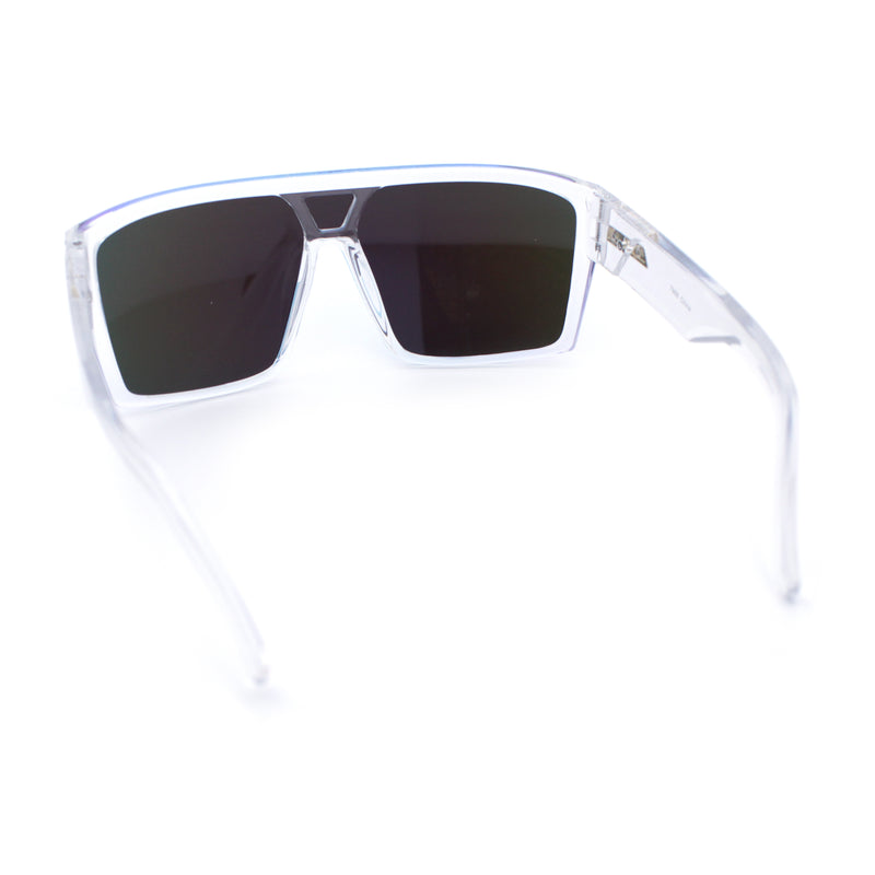 Mens Oversized Shield Curved Wrap Rectangular Plastic Sporty Sunglasses