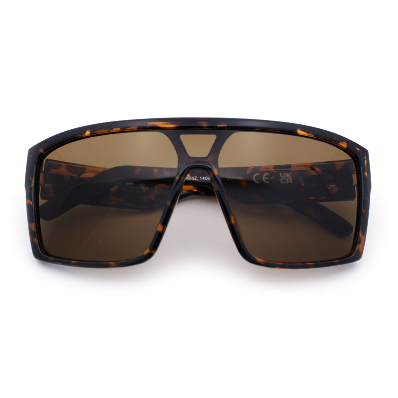 Mens Oversized Shield Curved Wrap Rectangular Plastic Sporty Sunglasses