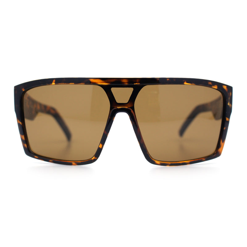 Mens Oversized Shield Curved Wrap Rectangular Plastic Sporty Sunglasses