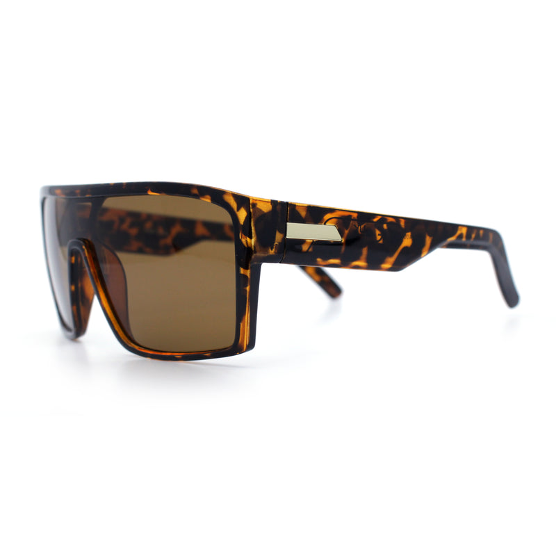 Mens Oversized Shield Curved Wrap Rectangular Plastic Sporty Sunglasses