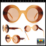 Womens Tall Oval Round Thick Retro Mod Plastic Fashion Sunglasses