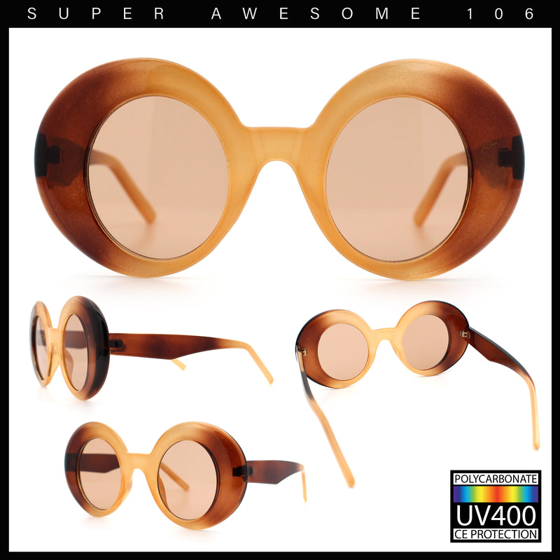 Womens Tall Oval Round Thick Retro Mod Plastic Fashion Sunglasses
