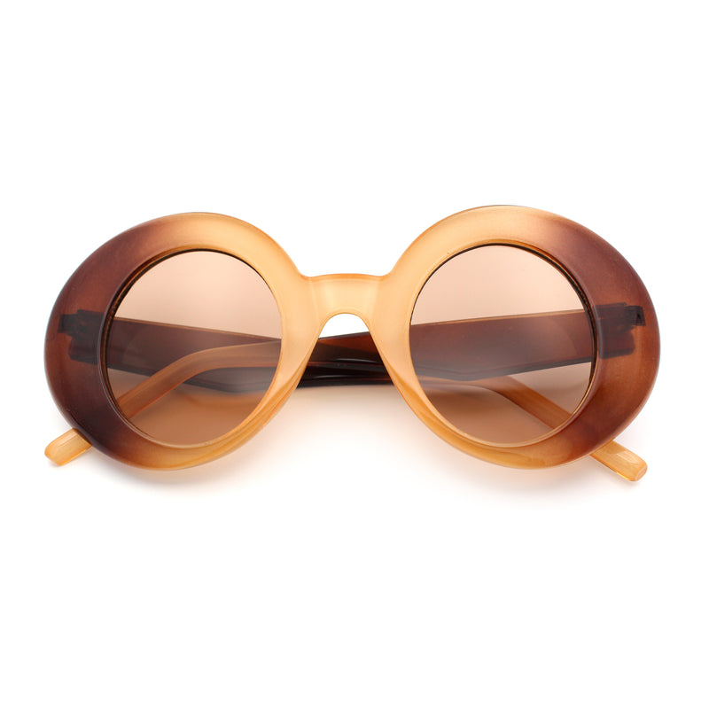 Womens Tall Oval Round Thick Retro Mod Plastic Fashion Sunglasses