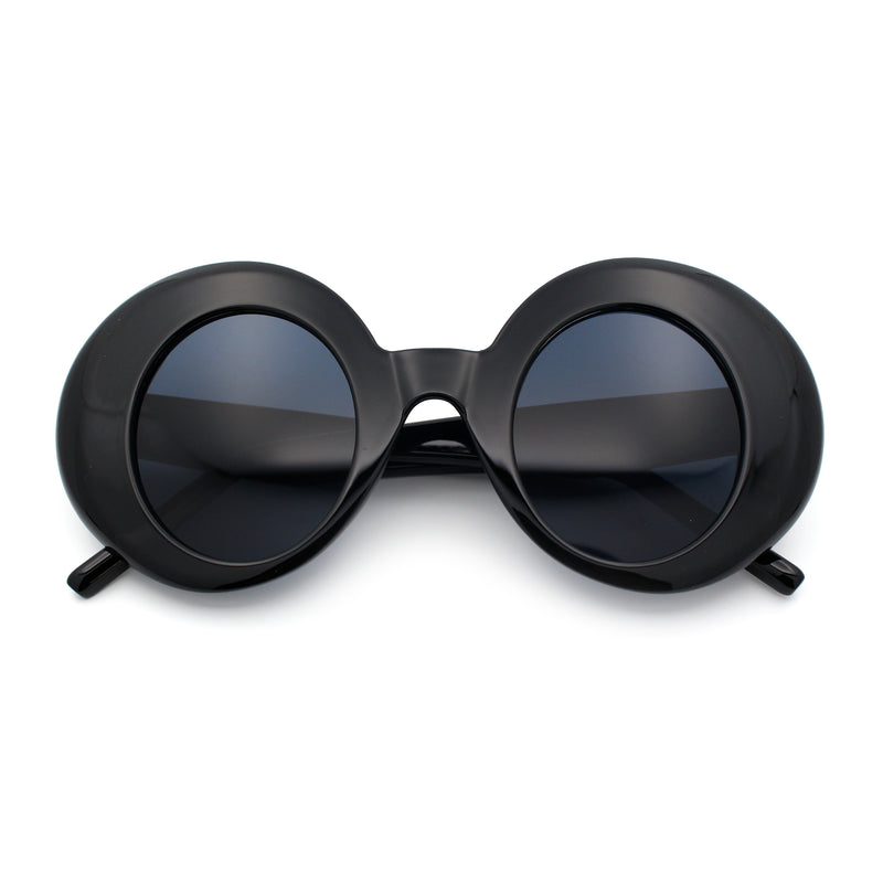 Womens Tall Oval Round Thick Retro Mod Plastic Fashion Sunglasses