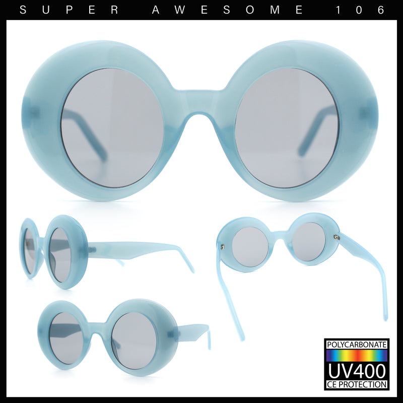Womens Tall Oval Round Thick Retro Mod Plastic Fashion Sunglasses