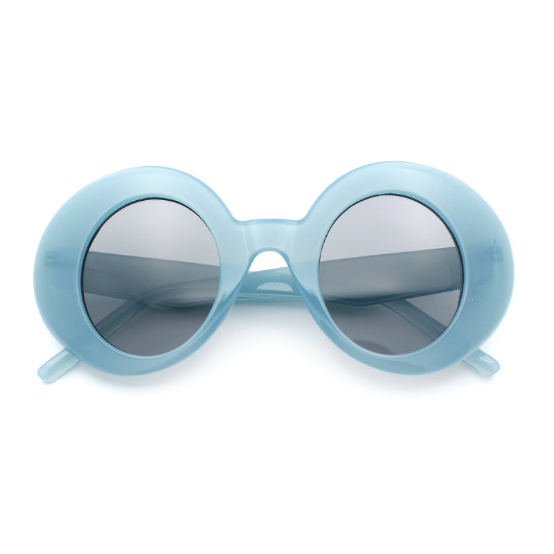 Womens Tall Oval Round Thick Retro Mod Plastic Fashion Sunglasses