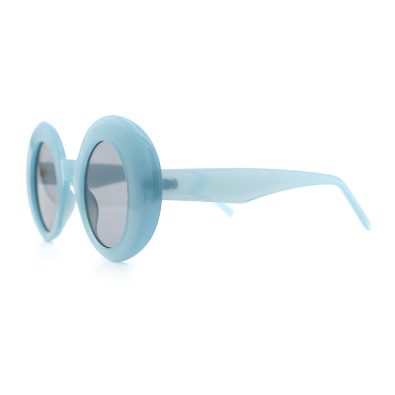 Womens Tall Oval Round Thick Retro Mod Plastic Fashion Sunglasses