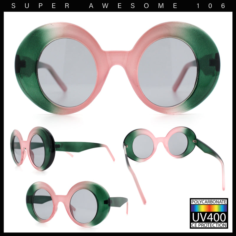 Womens Tall Oval Round Thick Retro Mod Plastic Fashion Sunglasses
