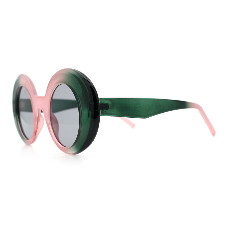 Womens Tall Oval Round Thick Retro Mod Plastic Fashion Sunglasses