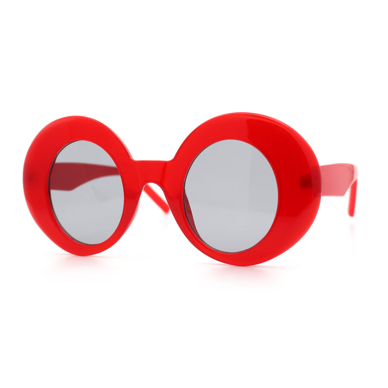 Womens Tall Oval Round Thick Retro Mod Plastic Fashion Sunglasses