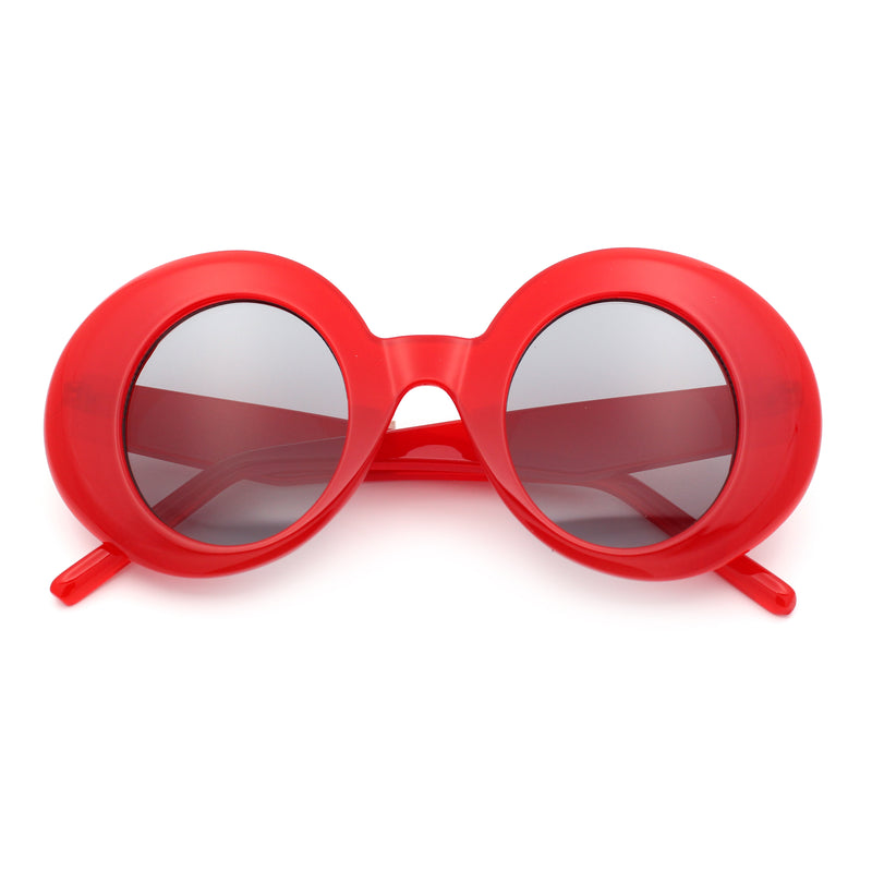 Womens Tall Oval Round Thick Retro Mod Plastic Fashion Sunglasses