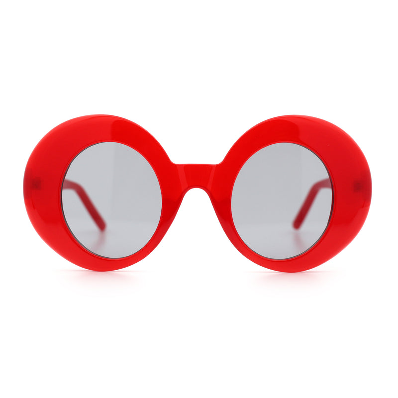 Womens Tall Oval Round Thick Retro Mod Plastic Fashion Sunglasses