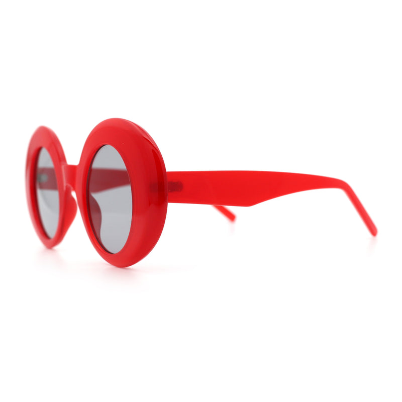 Womens Tall Oval Round Thick Retro Mod Plastic Fashion Sunglasses