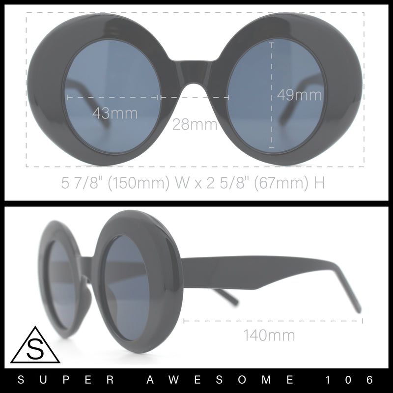 Womens Tall Oval Round Thick Retro Mod Plastic Fashion Sunglasses