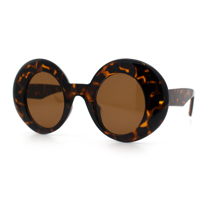 Womens Tall Oval Round Thick Retro Mod Plastic Fashion Sunglasses