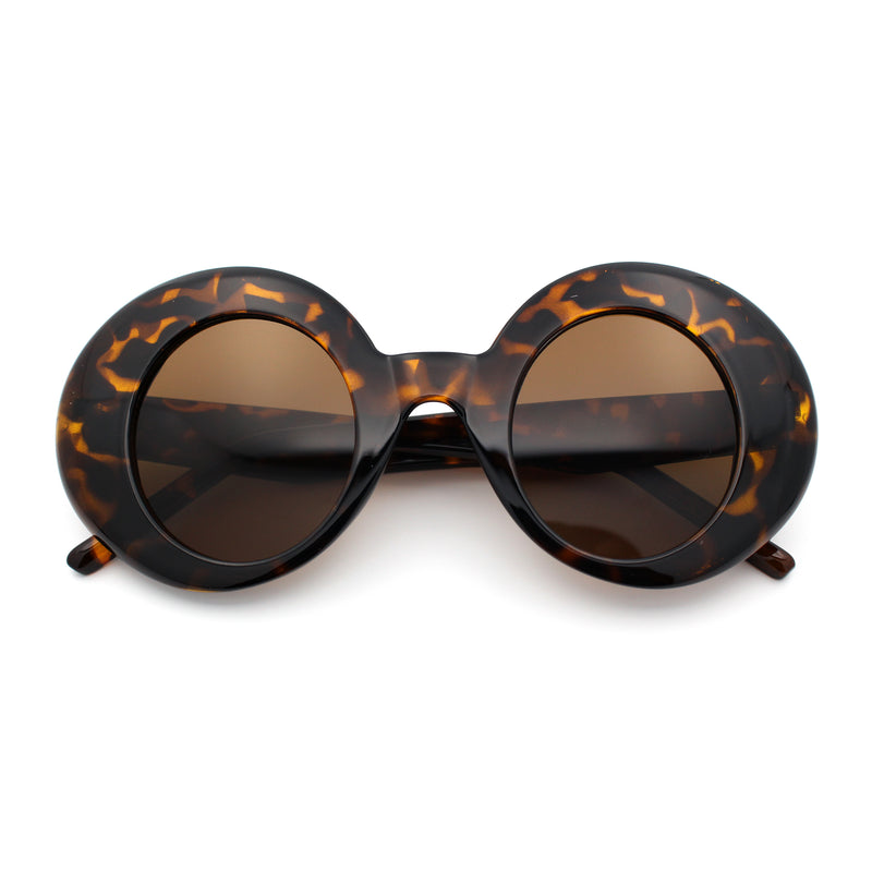 Womens Tall Oval Round Thick Retro Mod Plastic Fashion Sunglasses