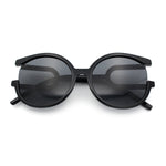 Womens Unique U Arm Round Exposed Lens Minimal Designer Sunglasses