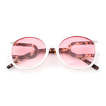 Womens Unique U Arm Round Exposed Lens Minimal Designer Sunglasses