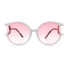 Womens Unique U Arm Round Exposed Lens Minimal Designer Sunglasses