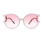Womens Unique U Arm Round Exposed Lens Minimal Designer Sunglasses