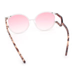 Womens Unique U Arm Round Exposed Lens Minimal Designer Sunglasses