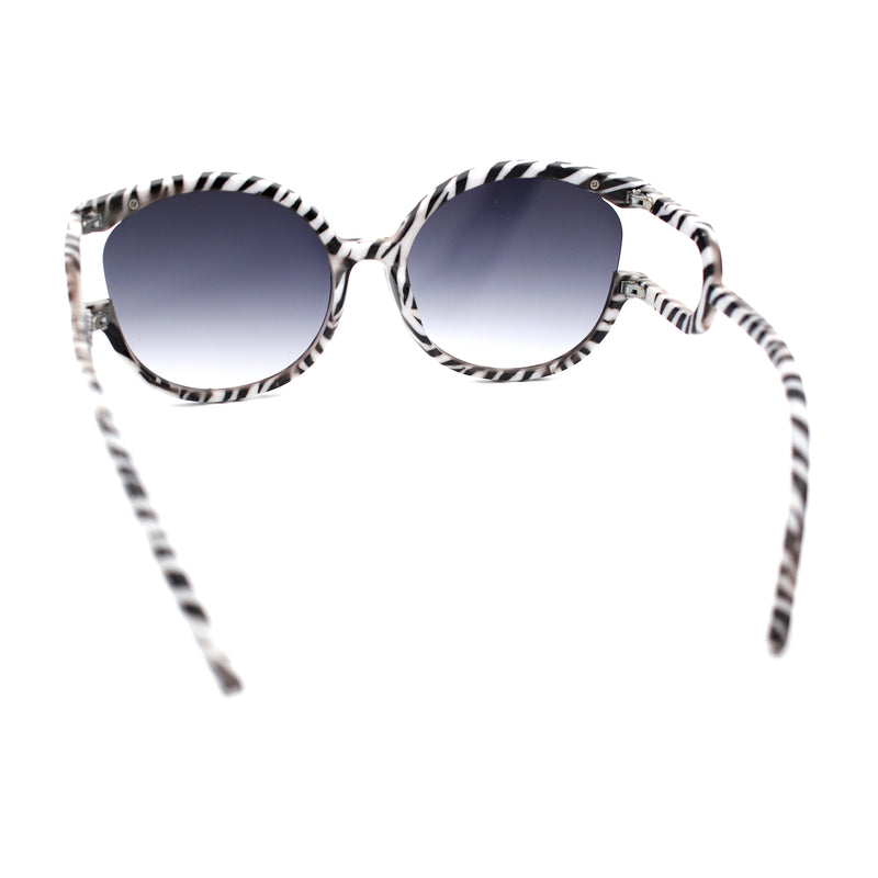 Womens Unique U Arm Round Exposed Lens Minimal Designer Sunglasses