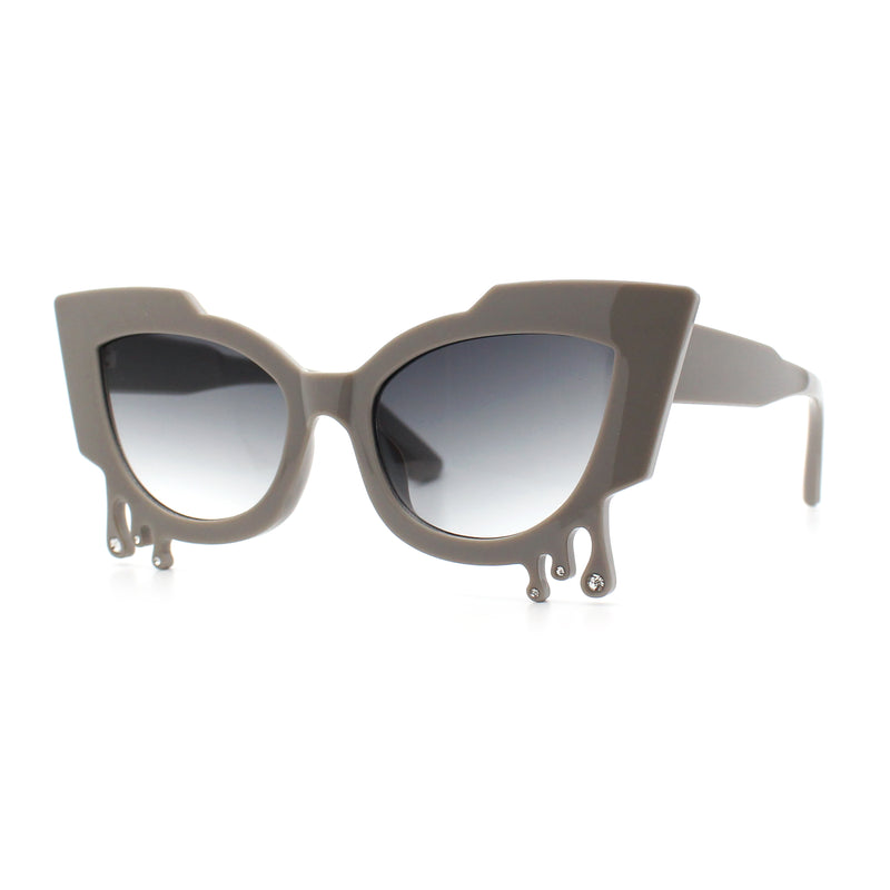 Womens Bling Melting Rhinestone Tear Cat Eye Runway Fashion Sunglasses