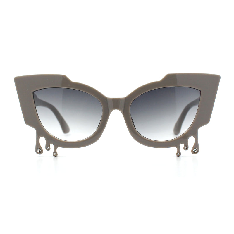 Womens Bling Melting Rhinestone Tear Cat Eye Runway Fashion Sunglasses