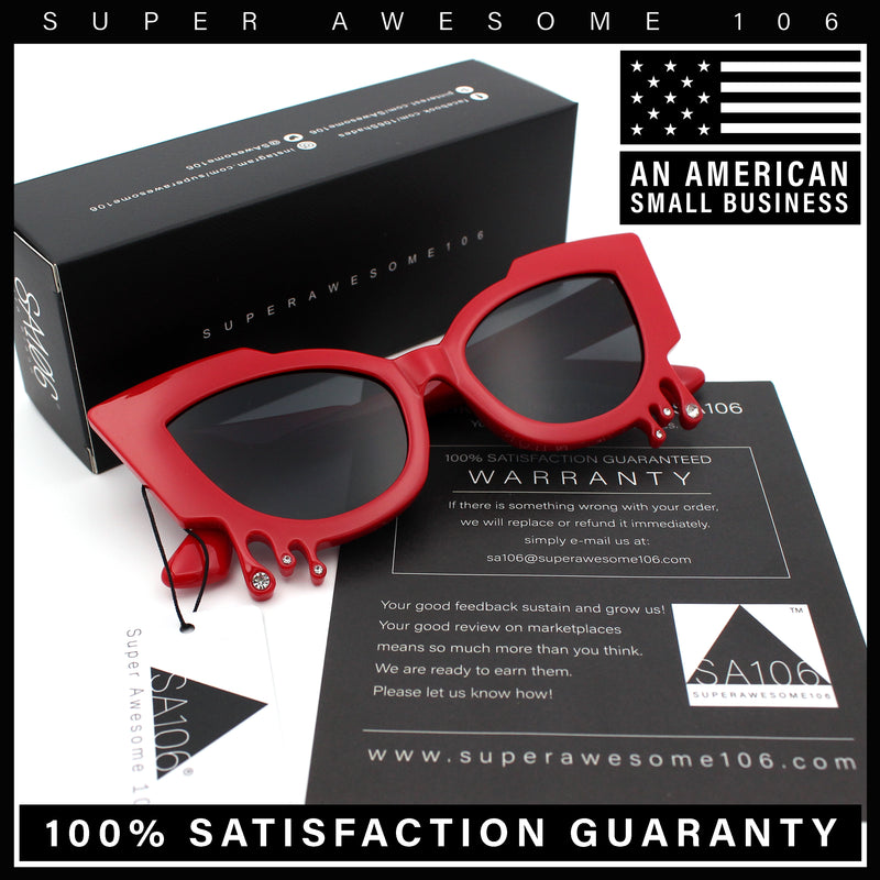 Womens Bling Melting Rhinestone Tear Cat Eye Runway Fashion Sunglasses