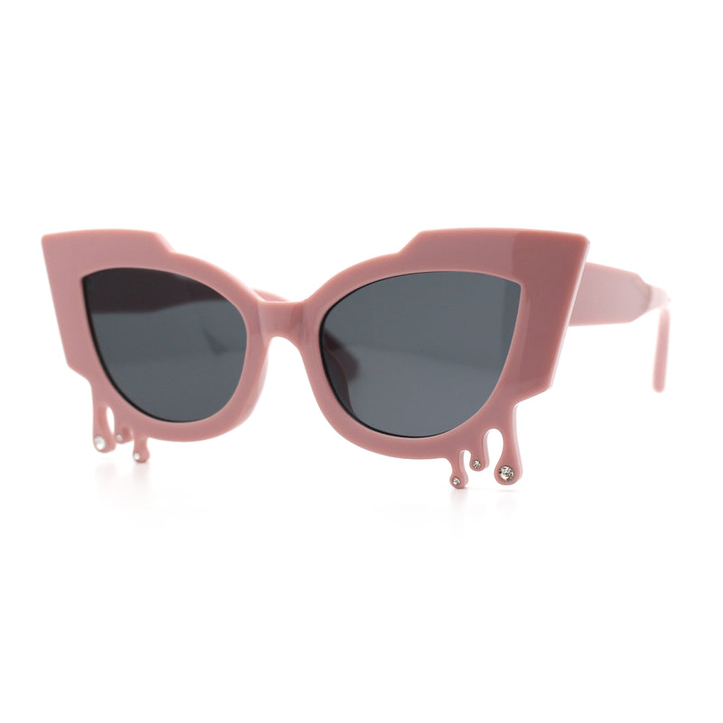 Womens Bling Melting Rhinestone Tear Cat Eye Runway Fashion Sunglasses