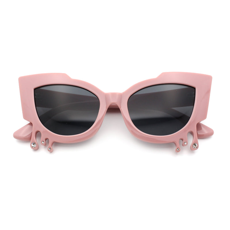 Womens Bling Melting Rhinestone Tear Cat Eye Runway Fashion Sunglasses