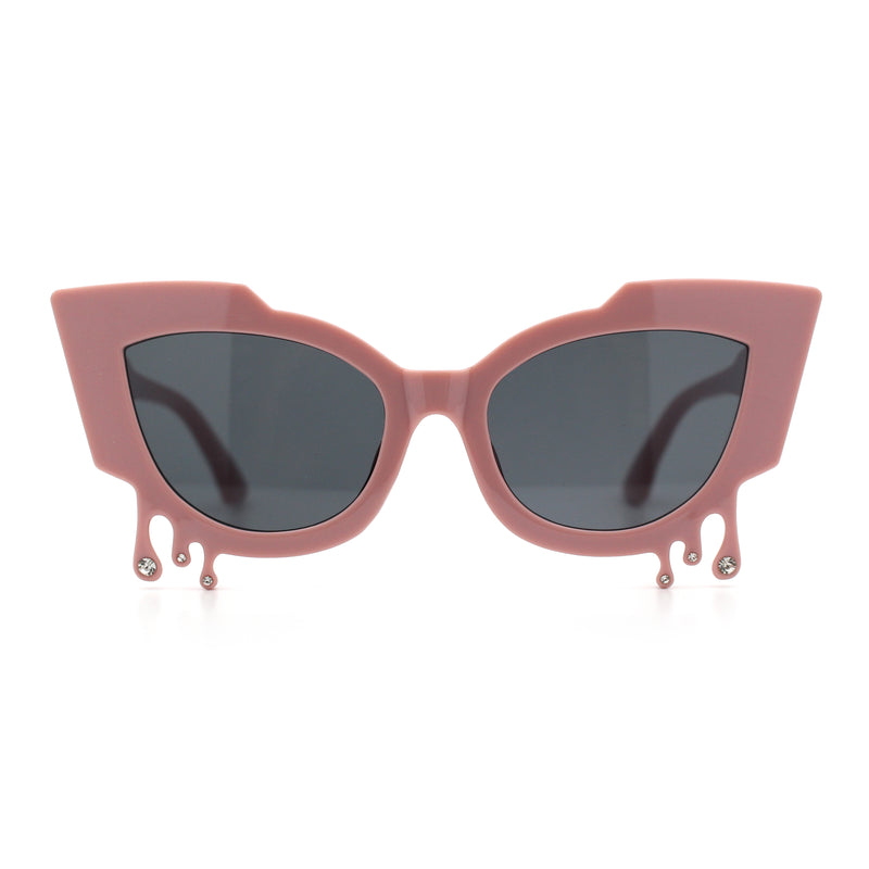 Womens Bling Melting Rhinestone Tear Cat Eye Runway Fashion Sunglasses