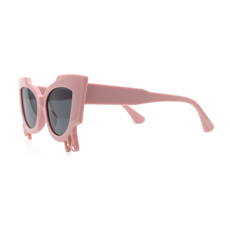 Womens Bling Melting Rhinestone Tear Cat Eye Runway Fashion Sunglasses