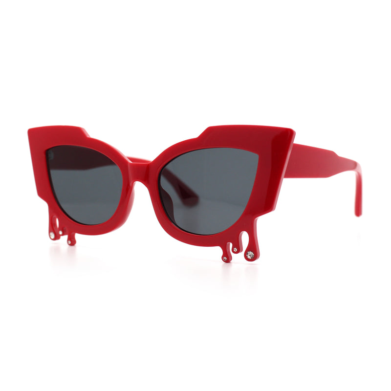 Womens Bling Melting Rhinestone Tear Cat Eye Runway Fashion Sunglasses