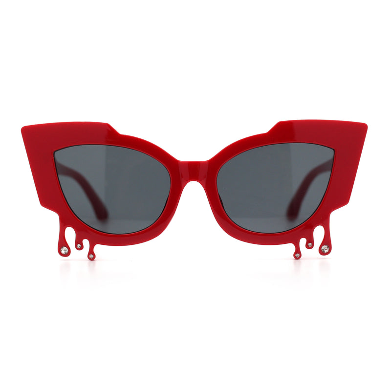 Womens Bling Melting Rhinestone Tear Cat Eye Runway Fashion Sunglasses