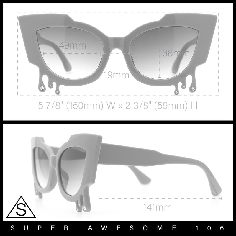 Womens Bling Melting Rhinestone Tear Cat Eye Runway Fashion Sunglasses