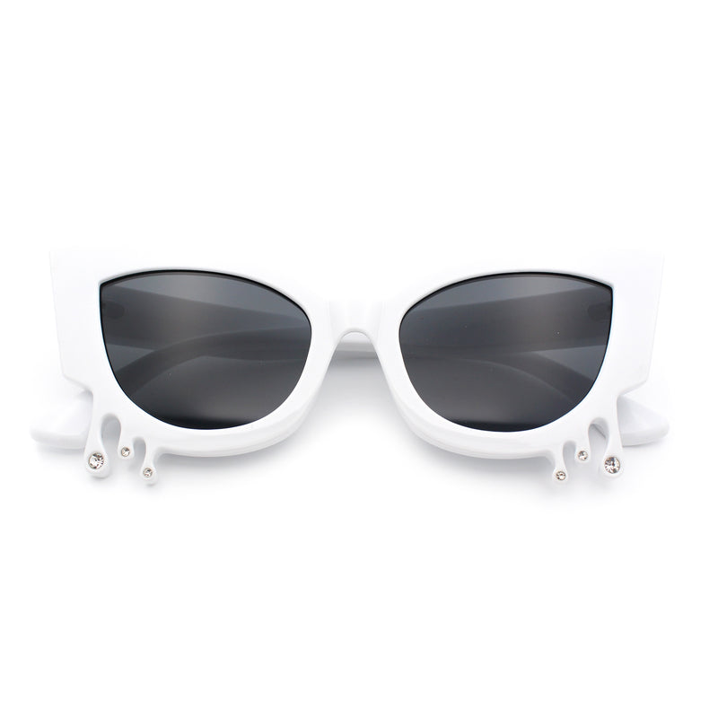 Womens Bling Melting Rhinestone Tear Cat Eye Runway Fashion Sunglasses