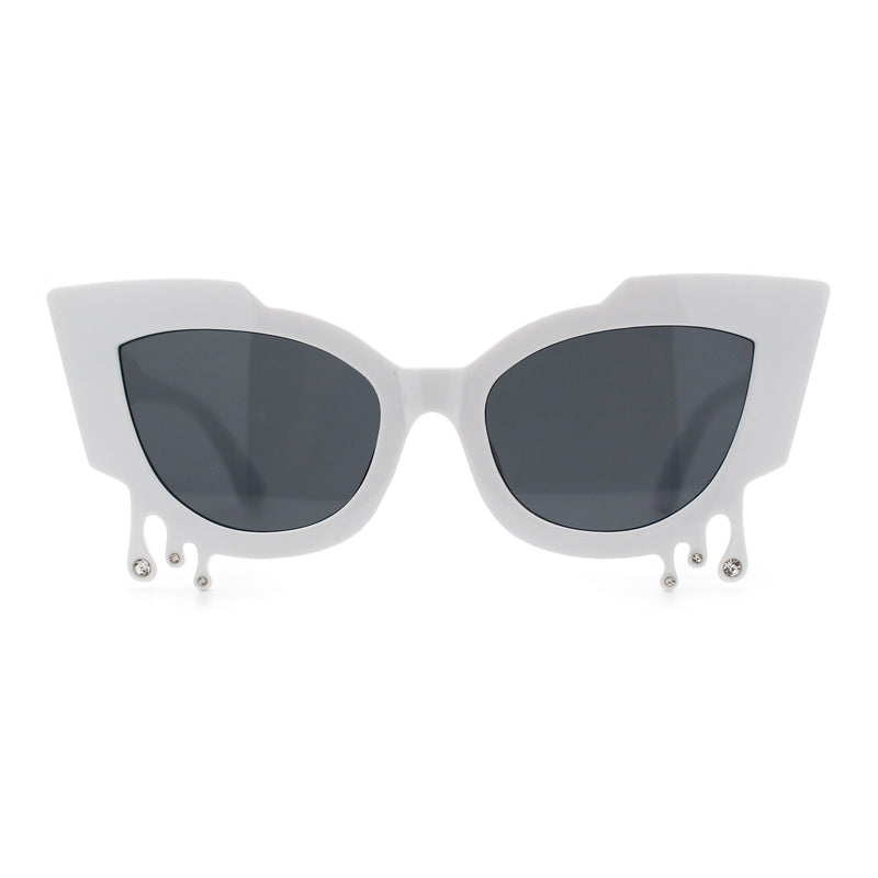 Womens Bling Melting Rhinestone Tear Cat Eye Runway Fashion Sunglasses
