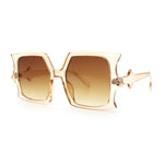 Womens Bat Wing Shape Plastic Oversized Rectangle Fashion Sunglasses