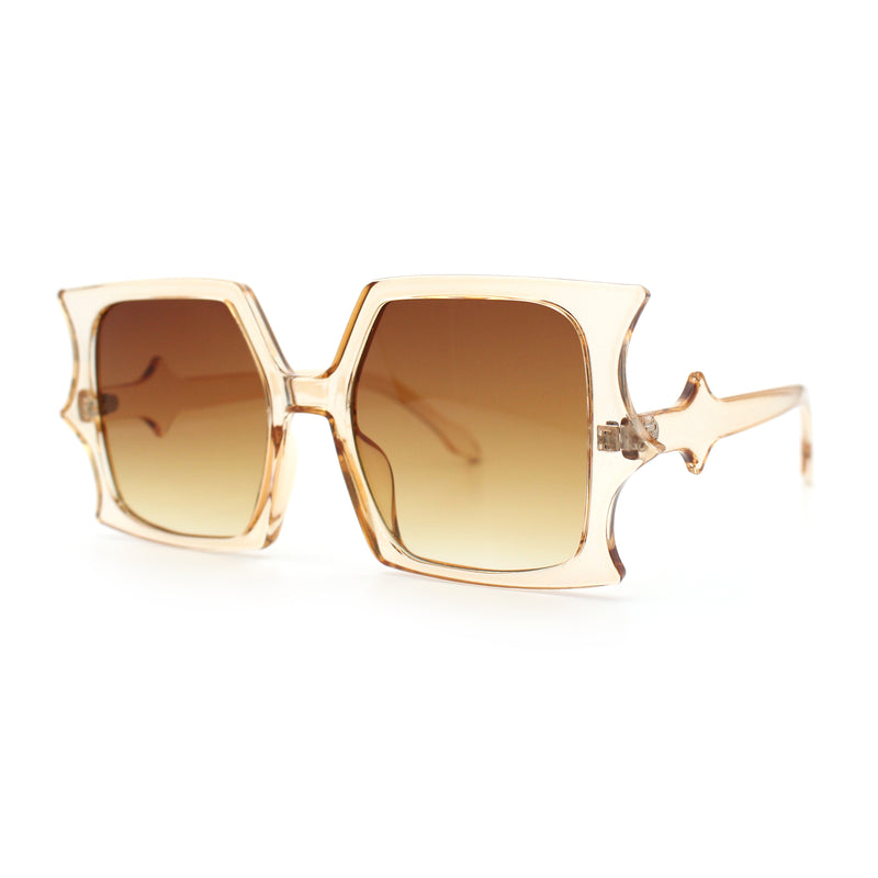 Womens Bat Wing Shape Plastic Oversized Rectangle Fashion Sunglasses