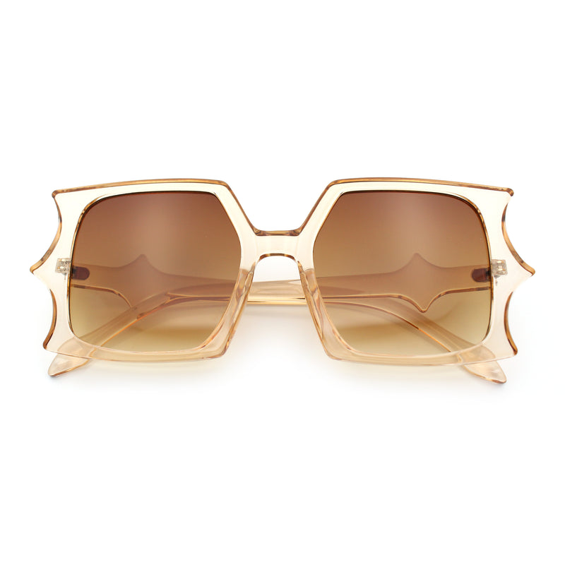 Womens Bat Wing Shape Plastic Oversized Rectangle Fashion Sunglasses