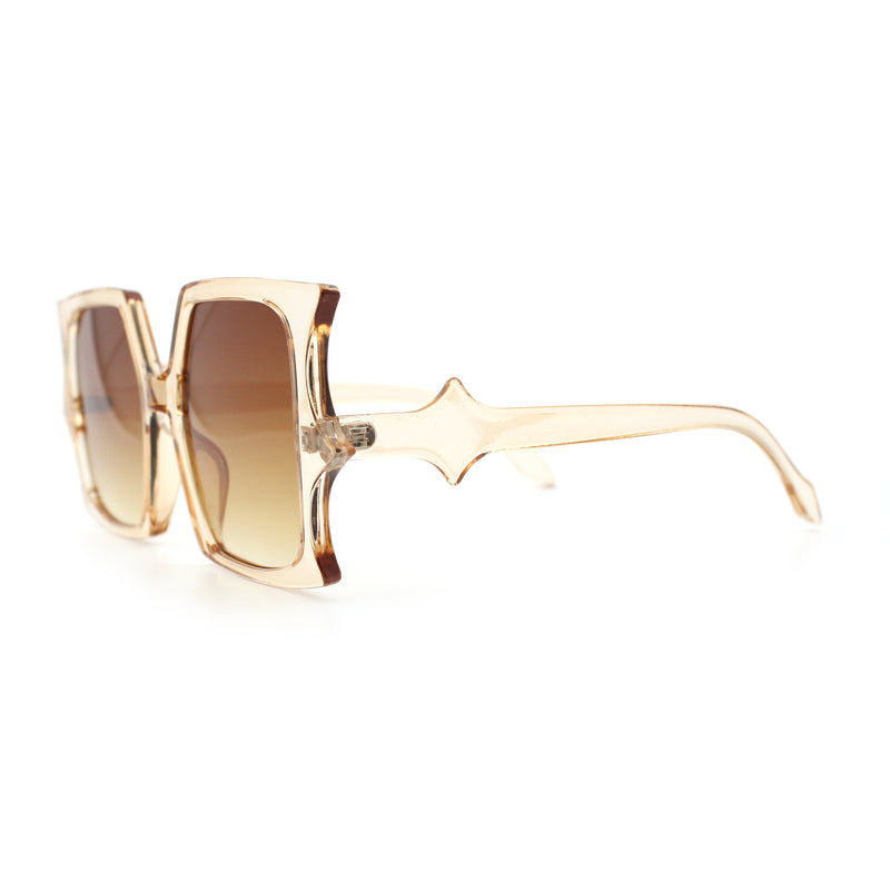 Womens Bat Wing Shape Plastic Oversized Rectangle Fashion Sunglasses