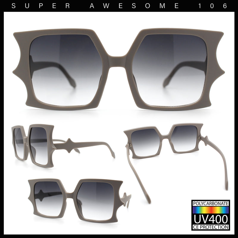 Womens Bat Wing Shape Plastic Oversized Rectangle Fashion Sunglasses