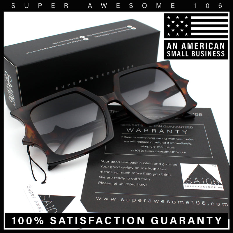 Womens Bat Wing Shape Plastic Oversized Rectangle Fashion Sunglasses