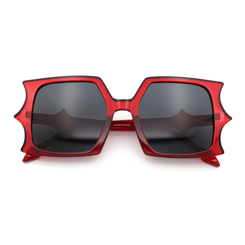 Womens Bat Wing Shape Plastic Oversized Rectangle Fashion Sunglasses