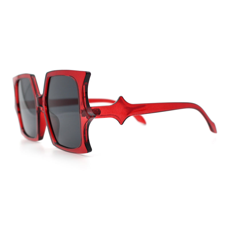 Womens Bat Wing Shape Plastic Oversized Rectangle Fashion Sunglasses