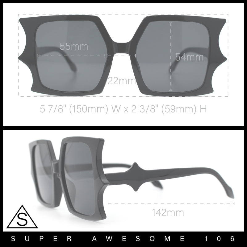 Womens Bat Wing Shape Plastic Oversized Rectangle Fashion Sunglasses