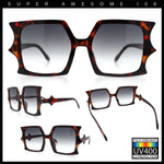 Womens Bat Wing Shape Plastic Oversized Rectangle Fashion Sunglasses