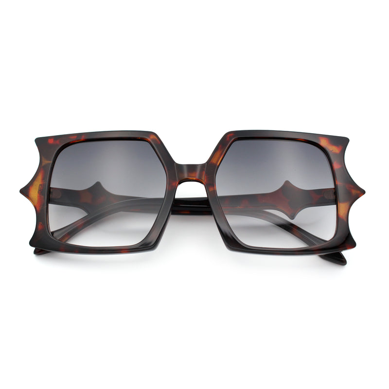 Womens Folded Curve Lens Oversized Rectangle Butterfly Designer Sunglasses