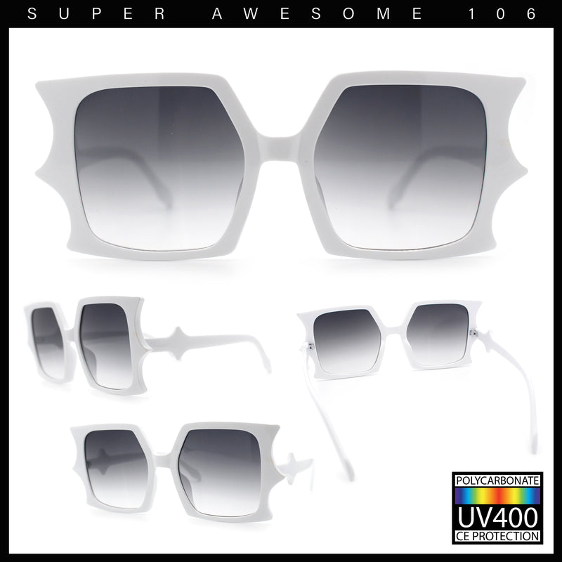 Womens Bat Wing Shape Plastic Oversized Rectangle Fashion Sunglasses